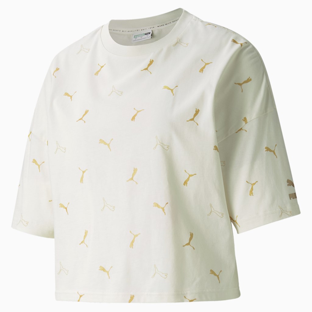 Puma Classics Graphics Printed Tee Ivory Glow | YT9235408