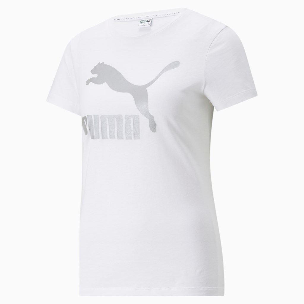 Puma Classics Logo Tee Beyaz Gümüş | JU5864703