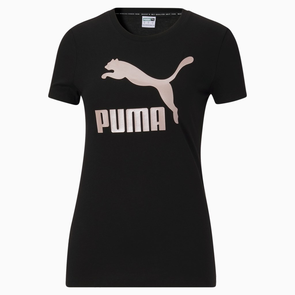 Puma Classics Logo Tee Siyah Pembe Altın | DR9184036