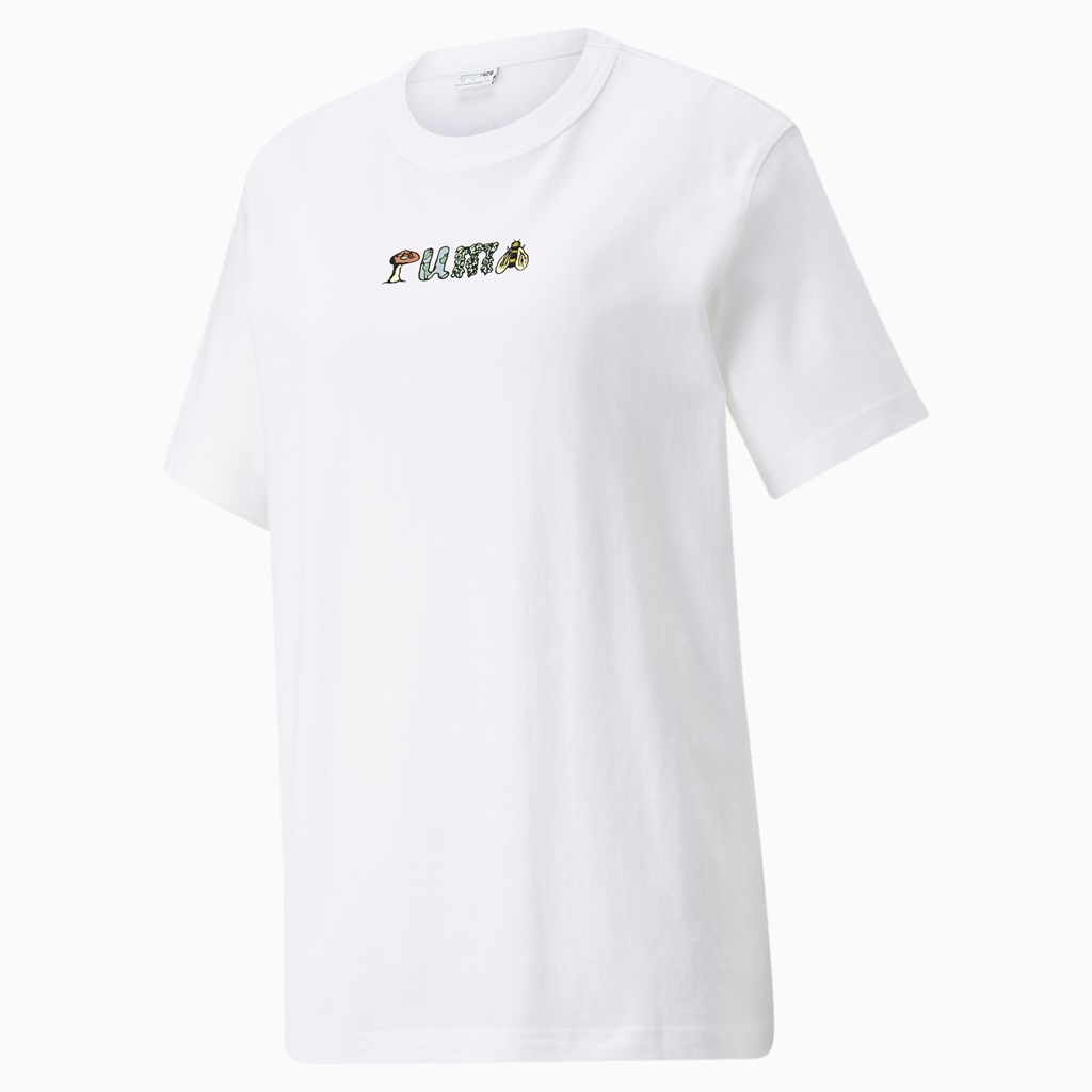 Puma Downtown Relaxed Baskılı Tee Beyaz | YR0158463