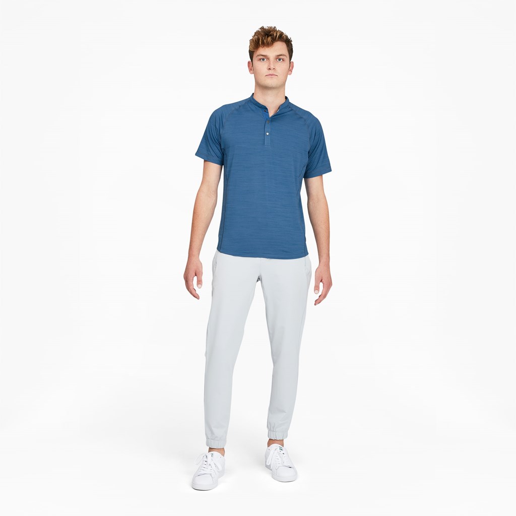 Puma EGW CLOUDSPUN Mat Henley Golf Shirt Mavi | XQ7345608