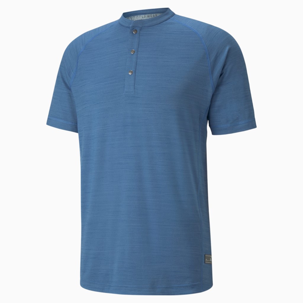 Puma EGW CLOUDSPUN Mat Henley Golf Shirt Mavi | XQ7345608