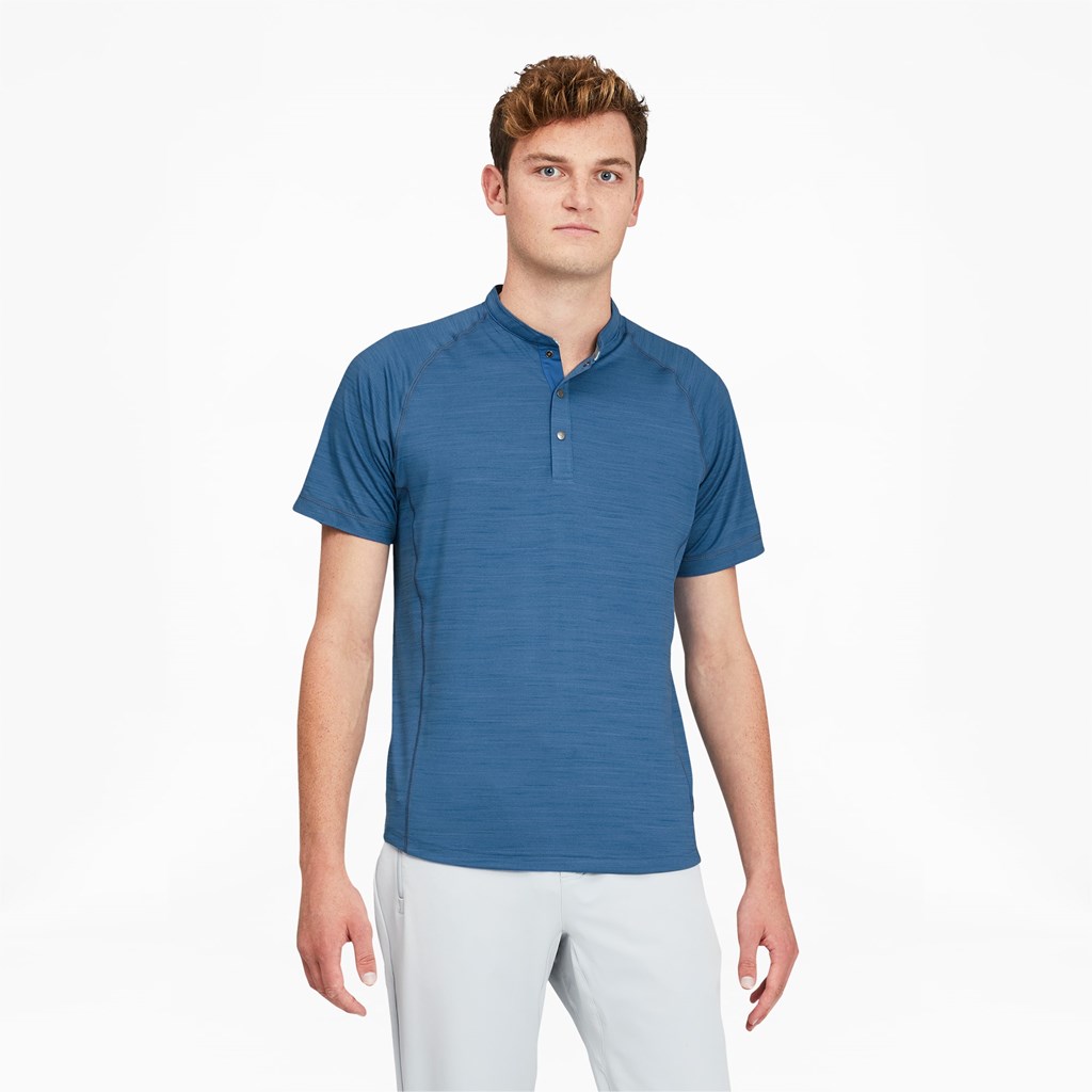 Puma EGW CLOUDSPUN Mat Henley Golf Shirt Mavi | XQ7345608