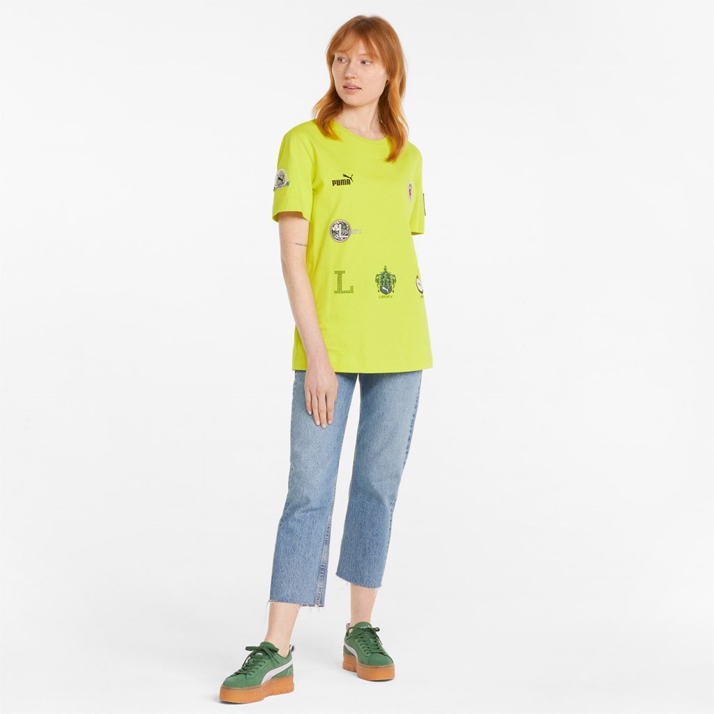 Puma PUMA x LIBERTY Badge Tee Sulphur Spring | EU9720684