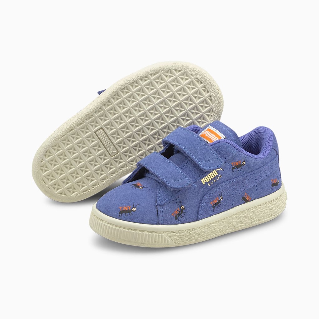 Puma PUMA x TINYCOTTONS Suede Toddler Spor Ayakkabı Mavi Beyaz | QY1906847