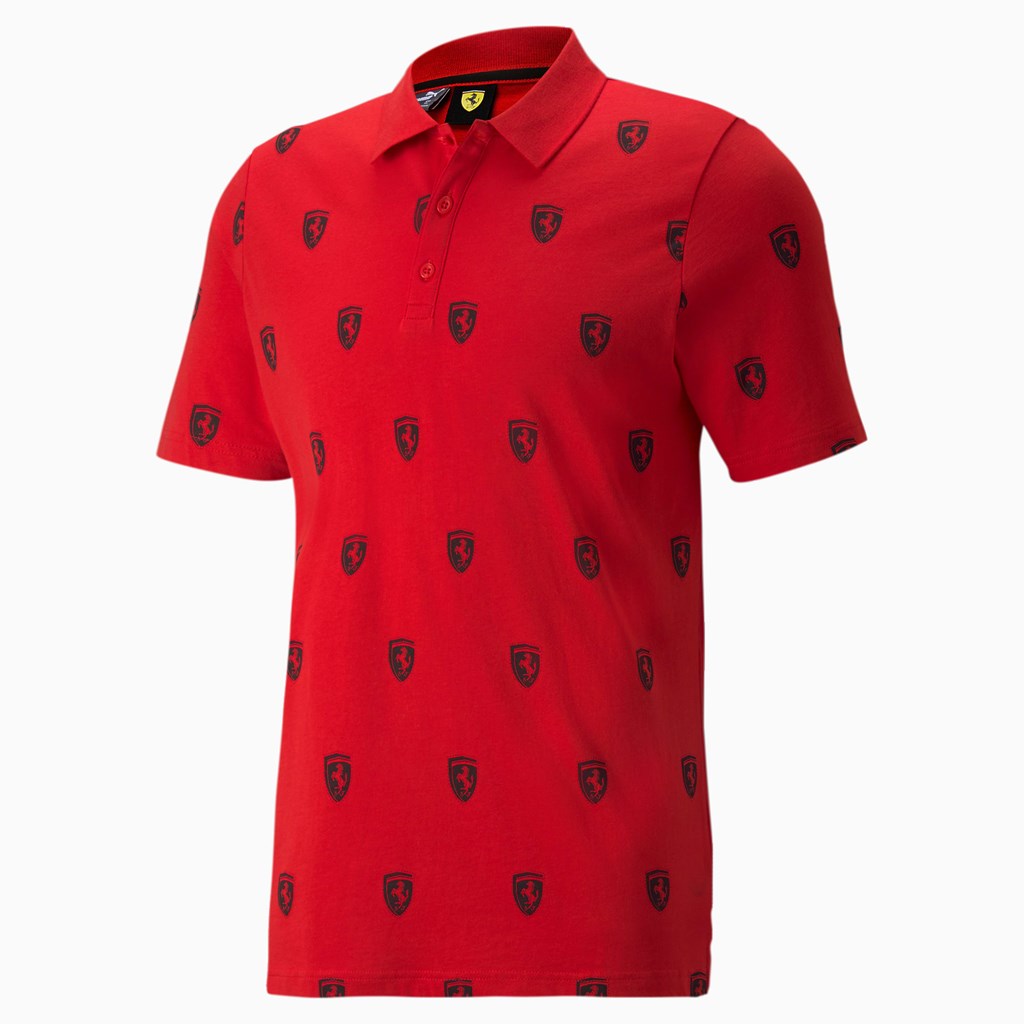 Puma Scuderia Ferrari Race Printed Motorsport Polo Shirt Rosso Corsa | UI4690385