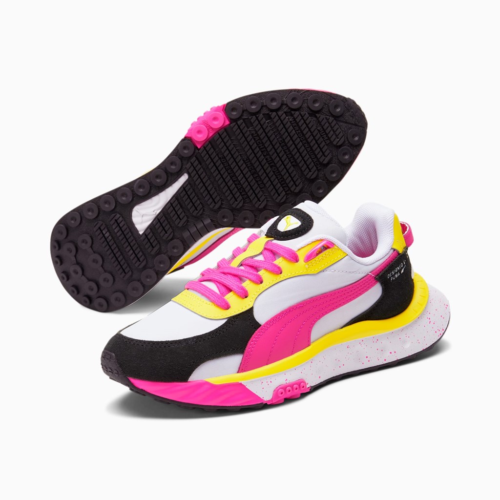 Puma Wild Rider Rollin' JR Spor Ayakkabı Beyaz Pembe Sarı | DO6195234