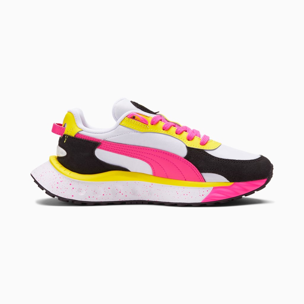 Puma Wild Rider Rollin' JR Spor Ayakkabı Beyaz Pembe Sarı | DO6195234