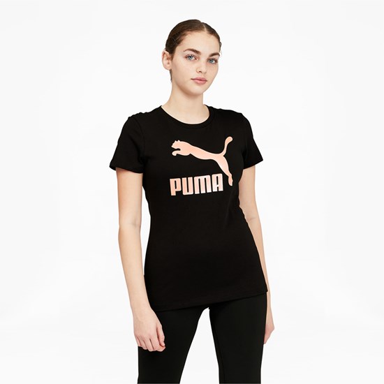 Puma Classics Logo Tee Siyah Pembe Altın | DR9184036