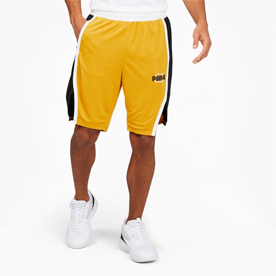 Puma Curl Basketball Şort Sarı | SF8153029