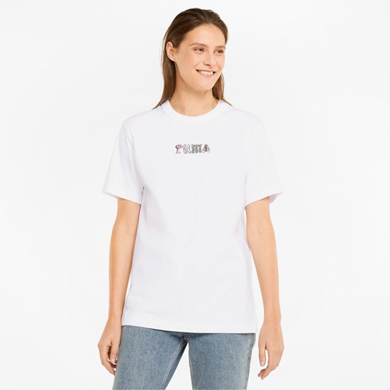 Puma Downtown Relaxed Baskılı Tee Beyaz | YR0158463