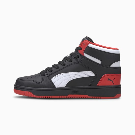 Puma PUMA Rebound LayUp Mid Cut JR Spor Ayakkabı Siyah Kırmızı Beyaz | ML0912547