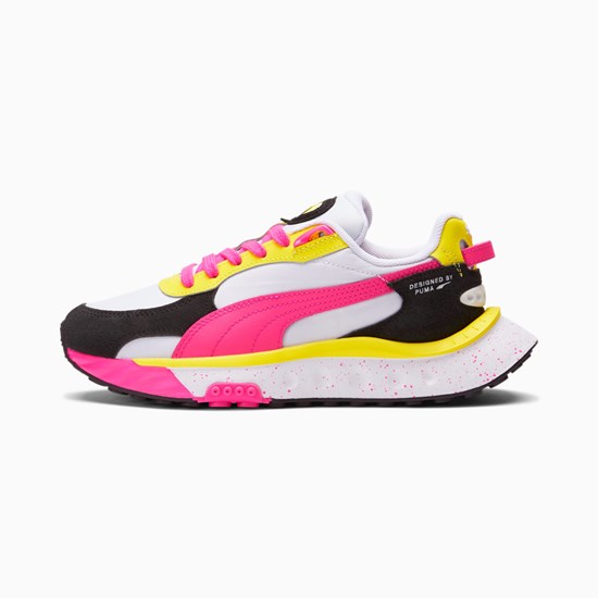 Puma Wild Rider Rollin' JR Spor Ayakkabı Beyaz Pembe Sarı | DO6195234